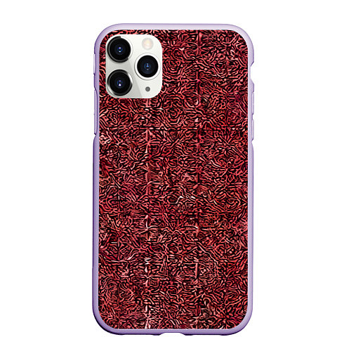 Чехол iPhone 11 Pro матовый Чёрные и красные мазки / 3D-Светло-сиреневый – фото 1