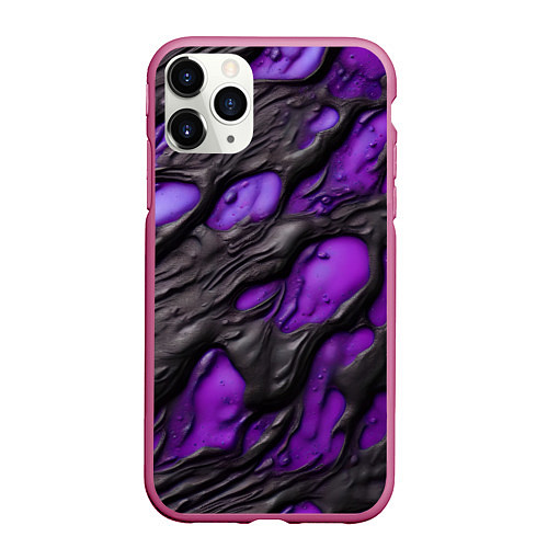 Чехол iPhone 11 Pro матовый Фиолетовая текучая субстанция / 3D-Малиновый – фото 1