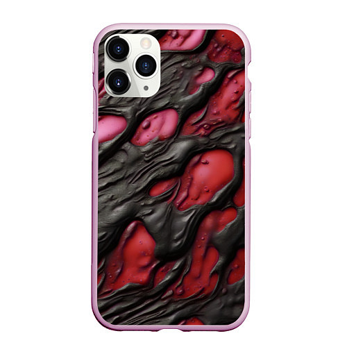 Чехол iPhone 11 Pro матовый Красная текучая субстанция / 3D-Розовый – фото 1