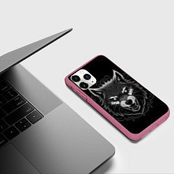 Чехол iPhone 11 Pro матовый Серый хищник, цвет: 3D-малиновый — фото 2