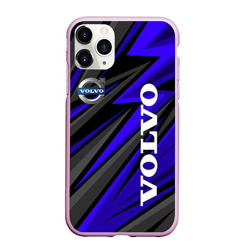 Чехол iPhone 11 Pro матовый Volvo - Синий спортивный / 3D-Розовый – фото 1