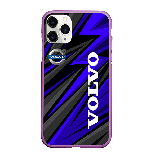 Чехол iPhone 11 Pro матовый Volvo - Синий спортивный / 3D-Фиолетовый – фото 1
