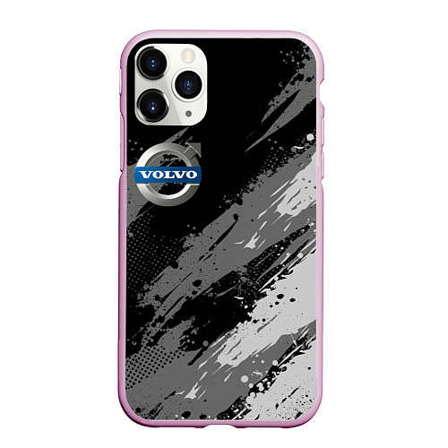 Чехол iPhone 11 Pro матовый Volvo - монохромный серый / 3D-Розовый – фото 1