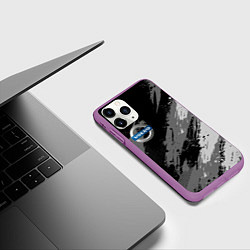 Чехол iPhone 11 Pro матовый Volvo - монохромный серый, цвет: 3D-фиолетовый — фото 2