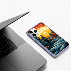 Чехол iPhone 11 Pro матовый Украшения зимы, цвет: 3D-светло-сиреневый — фото 2