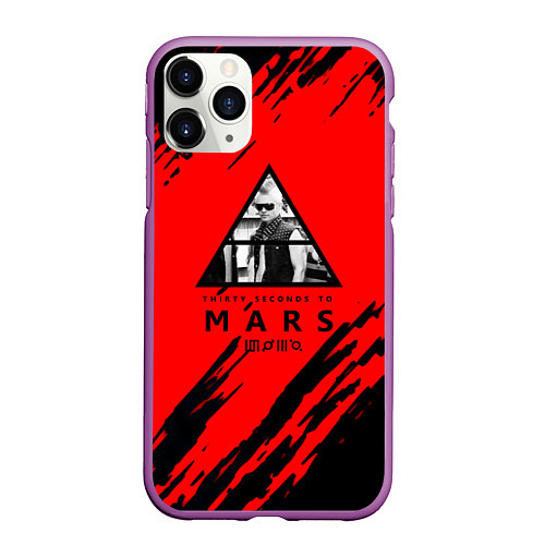 Чехол iPhone 11 Pro матовый 30 Second to mars краски абстрактные / 3D-Фиолетовый – фото 1
