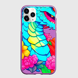 Чехол iPhone 11 Pro матовый Дракон в цветах