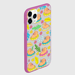 Чехол iPhone 11 Pro матовый Семья капибар на отдыхе, цвет: 3D-фиолетовый — фото 2