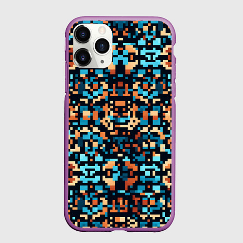 Чехол iPhone 11 Pro матовый Пиксельный арт / 3D-Фиолетовый – фото 1
