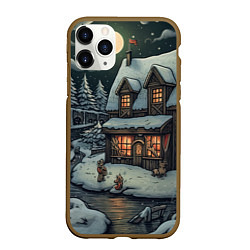 Чехол iPhone 11 Pro матовый Путешествие в страну Деда Мороза, цвет: 3D-коричневый