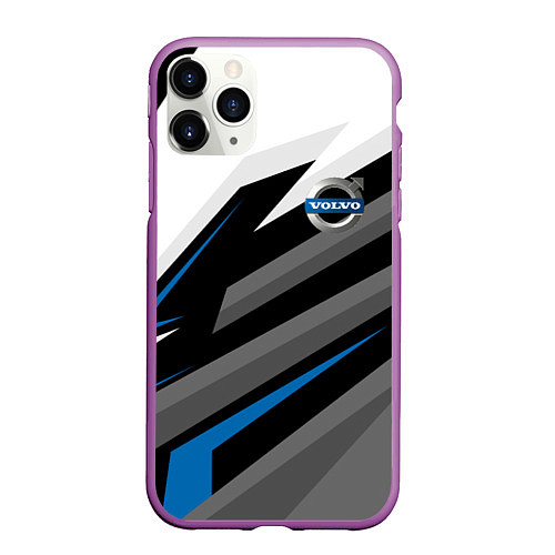 Чехол iPhone 11 Pro матовый Volvo - blue sport / 3D-Фиолетовый – фото 1