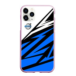 Чехол iPhone 11 Pro матовый Volvo - white and blue, цвет: 3D-розовый