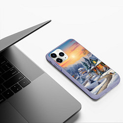 Чехол iPhone 11 Pro матовый Зимнее волшебство, цвет: 3D-светло-сиреневый — фото 2