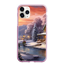 Чехол iPhone 11 Pro матовый Зима в городе, цвет: 3D-розовый