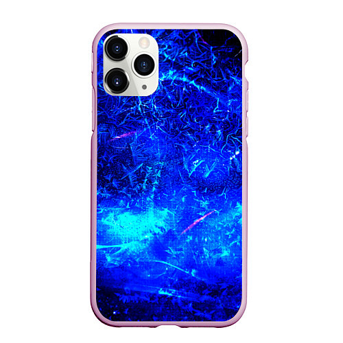 Чехол iPhone 11 Pro матовый Синий лёд и снежинки / 3D-Розовый – фото 1