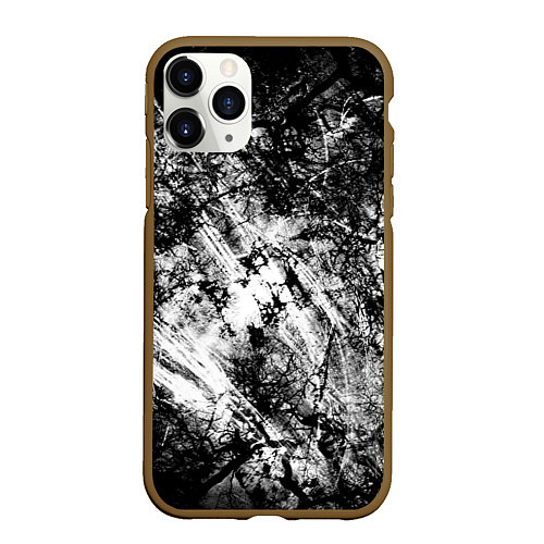 Чехол iPhone 11 Pro матовый Зимний лес узоры / 3D-Коричневый – фото 1