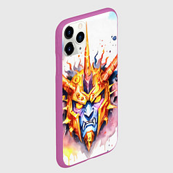 Чехол iPhone 11 Pro матовый Агрессивный оранжевый робот акварель, цвет: 3D-фиолетовый — фото 2