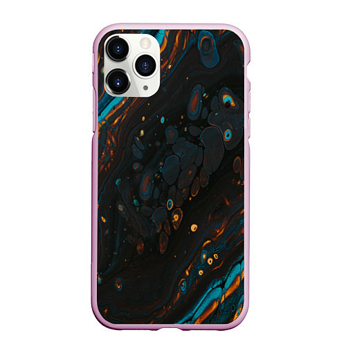 Чехол iPhone 11 Pro матовый Разводы на нефтяной луже / 3D-Розовый – фото 1