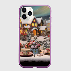 Чехол iPhone 11 Pro матовый Морозная симфония праздника, цвет: 3D-фиолетовый