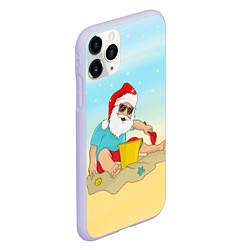 Чехол iPhone 11 Pro матовый Дед Мороз на море, цвет: 3D-светло-сиреневый — фото 2
