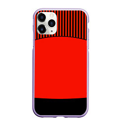 Чехол iPhone 11 Pro матовый Оранжево черный комбинированный узор в полоску