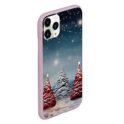 Чехол iPhone 11 Pro матовый Волшебство зимней природы иней на деревьях, цвет: 3D-розовый — фото 2