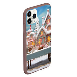 Чехол iPhone 11 Pro матовый Снежный день в городе, цвет: 3D-коричневый — фото 2