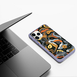 Чехол iPhone 11 Pro матовый Пятна необычной формы, цвет: 3D-светло-сиреневый — фото 2