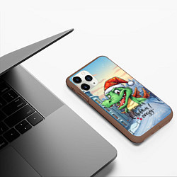 Чехол iPhone 11 Pro матовый Дракошка зеленка, цвет: 3D-коричневый — фото 2