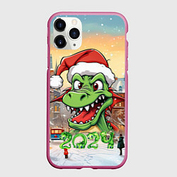 Чехол iPhone 11 Pro матовый Зеленый летун, цвет: 3D-малиновый