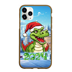 Чехол iPhone 11 Pro матовый Малыш новогодний дракончик 2024, цвет: 3D-коричневый