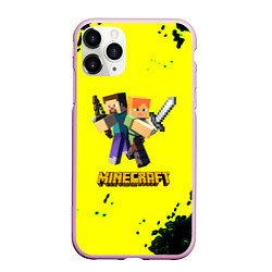 Чехол iPhone 11 Pro матовый Minecraft главные персонажи