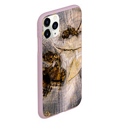 Чехол iPhone 11 Pro матовый Текстура пня сосны, цвет: 3D-розовый — фото 2