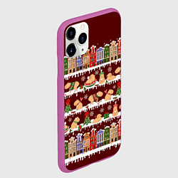 Чехол iPhone 11 Pro матовый Капибара с семьей зимой, цвет: 3D-фиолетовый — фото 2