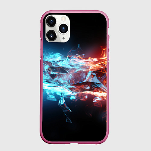 Чехол iPhone 11 Pro матовый Лед и пламя абстракция / 3D-Малиновый – фото 1