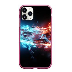 Чехол iPhone 11 Pro матовый Лед и пламя абстракция, цвет: 3D-малиновый