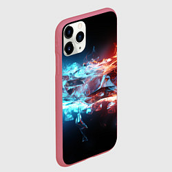 Чехол iPhone 11 Pro матовый Лед и пламя абстракция, цвет: 3D-малиновый — фото 2