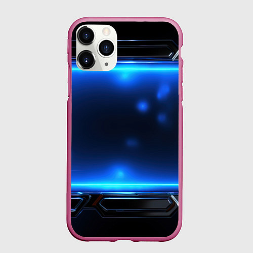 Чехол iPhone 11 Pro матовый Синий неоновый экран / 3D-Малиновый – фото 1