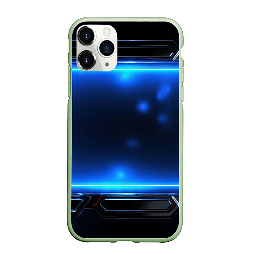 Чехол iPhone 11 Pro матовый Синий неоновый экран / 3D-Салатовый – фото 1