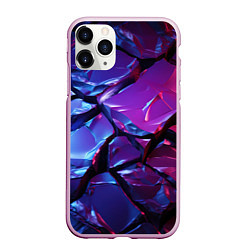 Чехол iPhone 11 Pro матовый Корка треснувшая с синим градиентом, цвет: 3D-розовый