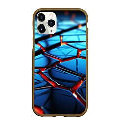 Чехол iPhone 11 Pro матовый Синие плиты с ярким свечением, цвет: 3D-коричневый