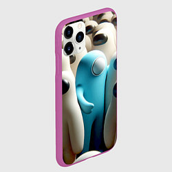 Чехол iPhone 11 Pro матовый Among us - ai art - video game, цвет: 3D-фиолетовый — фото 2