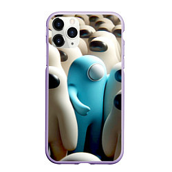 Чехол iPhone 11 Pro матовый Among us - ai art - video game, цвет: 3D-светло-сиреневый