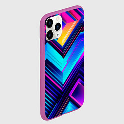 Чехол iPhone 11 Pro матовый Геометрическая неоновая абстракция, цвет: 3D-фиолетовый — фото 2