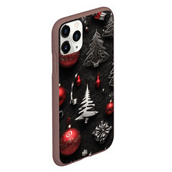 Чехол iPhone 11 Pro матовый Новогодние игрушки елочные, цвет: 3D-коричневый — фото 2