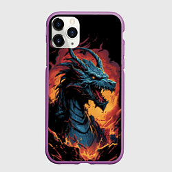 Чехол iPhone 11 Pro матовый Дракон праздничных снегов 2024, цвет: 3D-фиолетовый