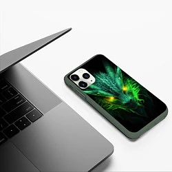 Чехол iPhone 11 Pro матовый Светящийся зеленый дракон 2024, цвет: 3D-темно-зеленый — фото 2