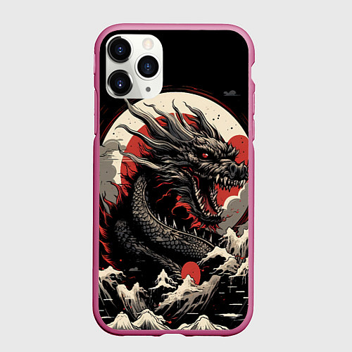 Чехол iPhone 11 Pro матовый Дракон вечности символ года / 3D-Малиновый – фото 1