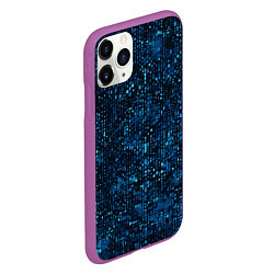 Чехол iPhone 11 Pro матовый Синие точки на чёрном фоне, цвет: 3D-фиолетовый — фото 2