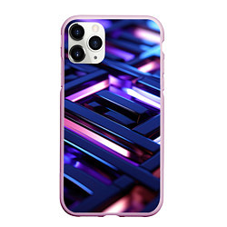 Чехол iPhone 11 Pro матовый Фиолетовые неоновые конструкции, цвет: 3D-розовый
